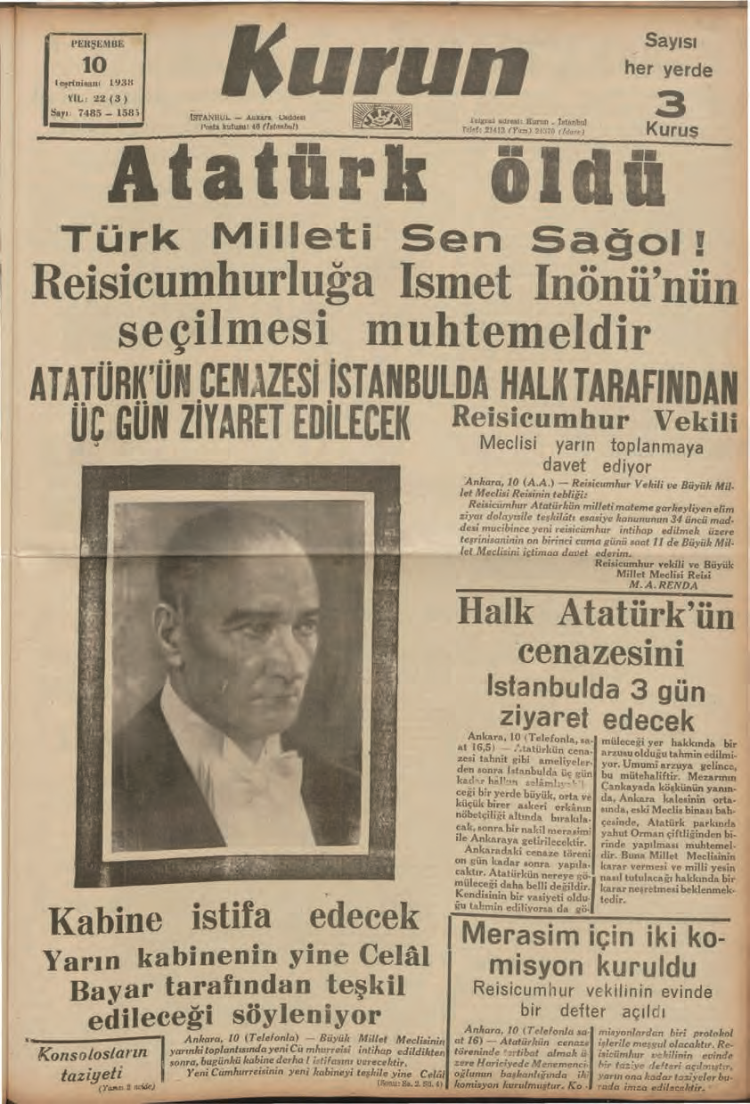 10 Kasım (Atatürk'ün Ölüm Yıldönümü)